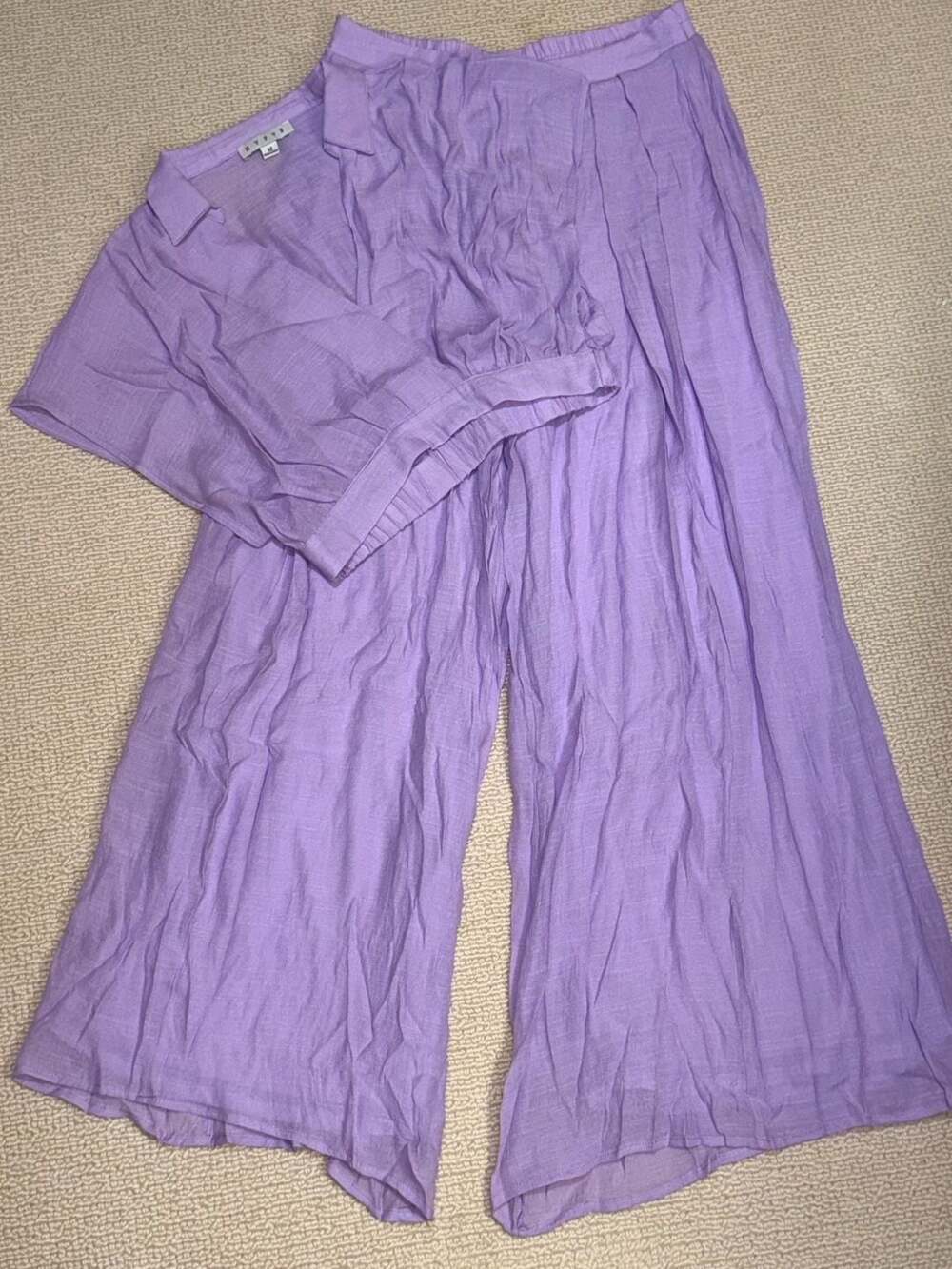 HYFVE Two Piece Set Size M Purple Collared Top Wide Leg Pants